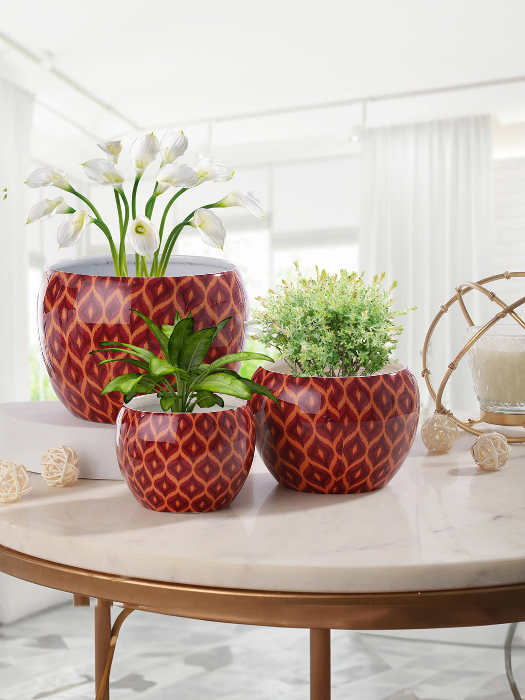 Meenakari Ethnic Handcrafted Planter - Set Of Three