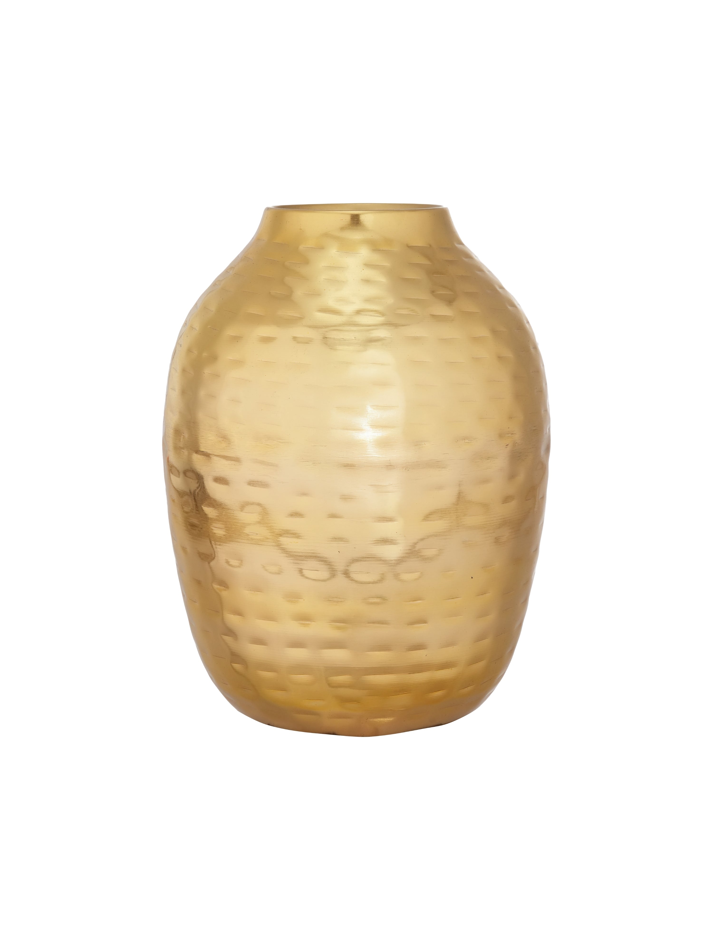 Handcrafted Hammered Gold Metal Flower Vase