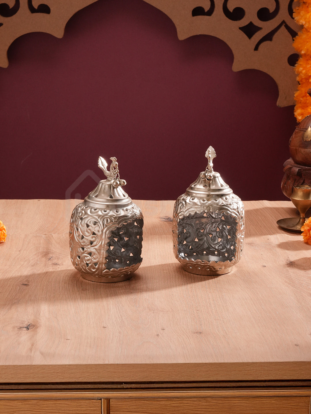 DivineNest Antique Silver Diya