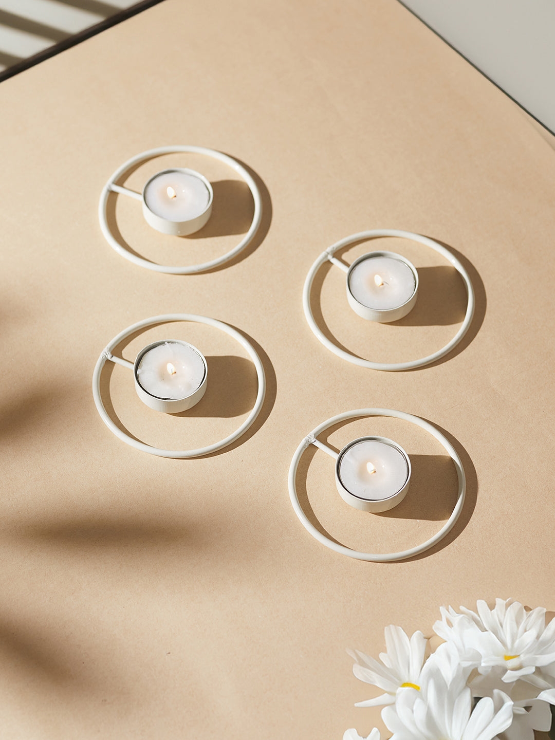 Rustic Radiance Tea Light Candle Holder - Set of 4
