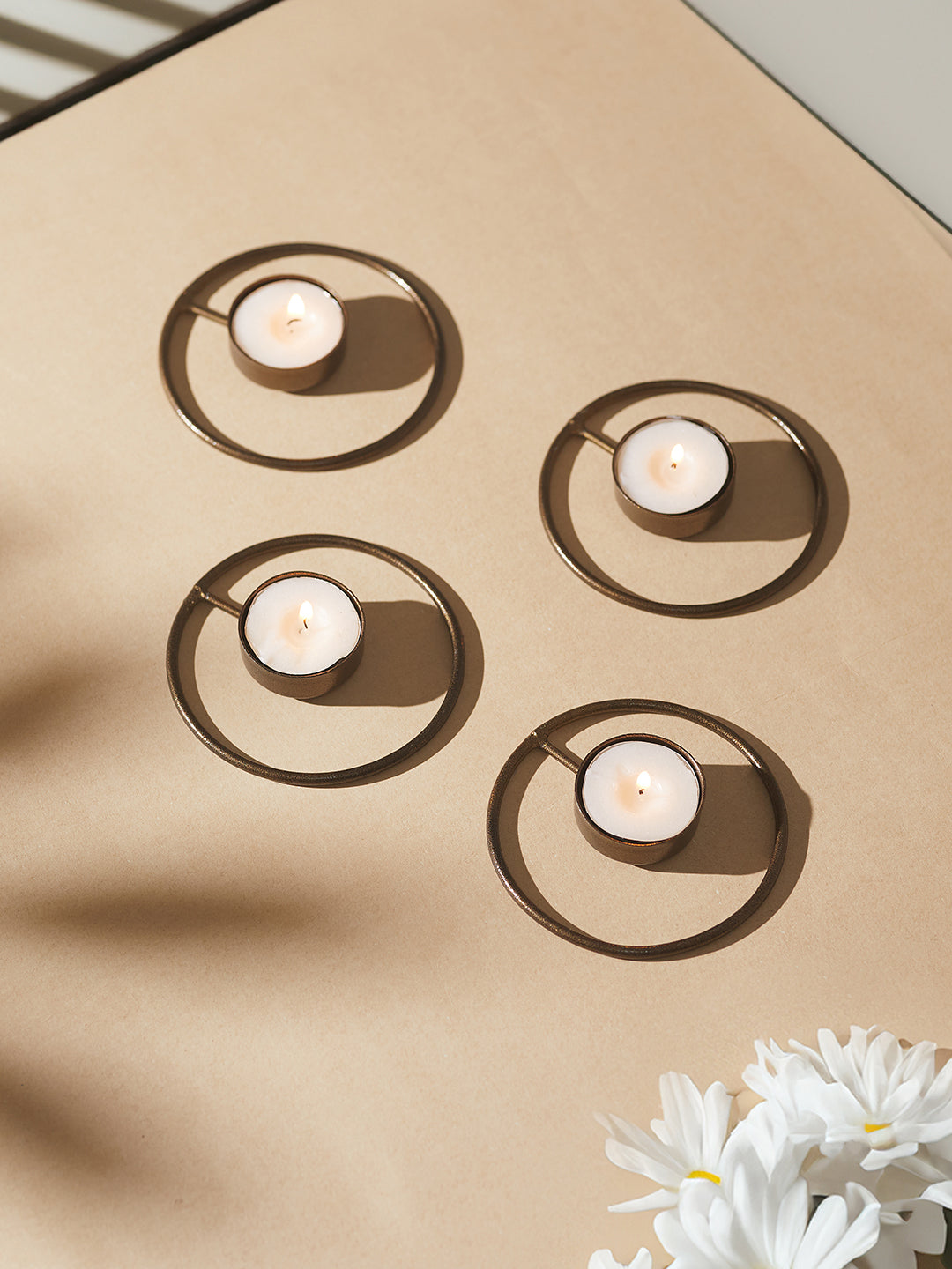 Rustic Radiance Tea Light Candle Holder - Set of 4