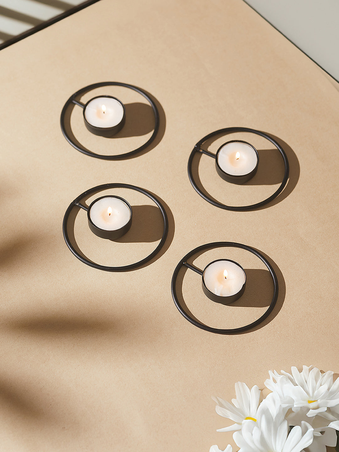 Rustic Radiance Tea Light Candle Holder - Set of 4
