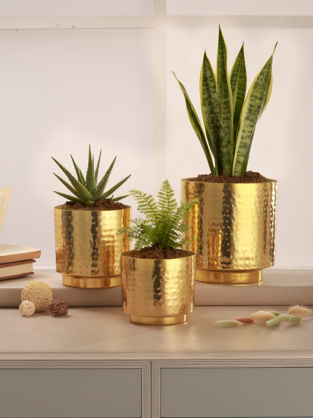 Luxe Gold Metal Planters (Set of 3)