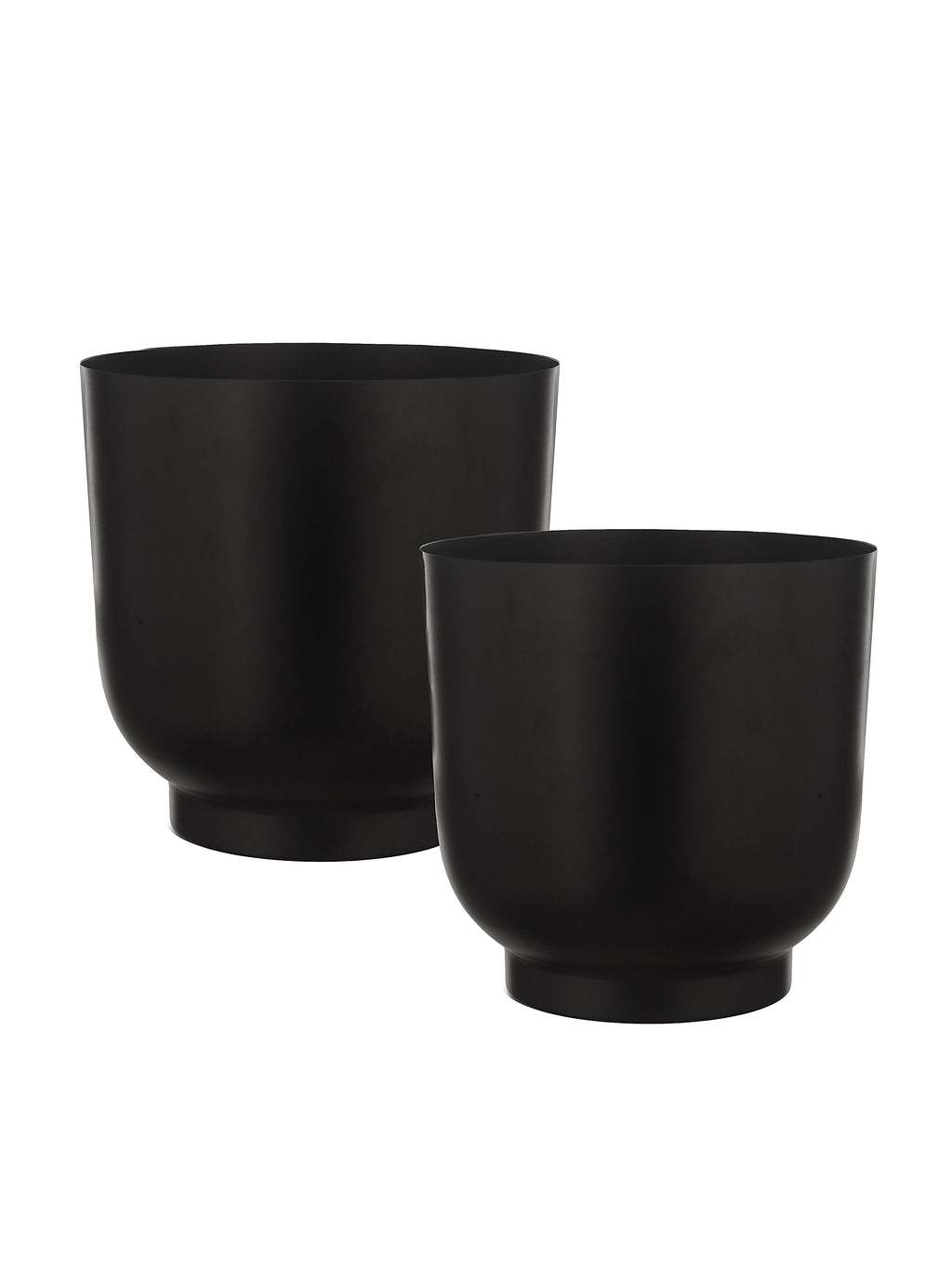 Matte Black Metal Planter Duo