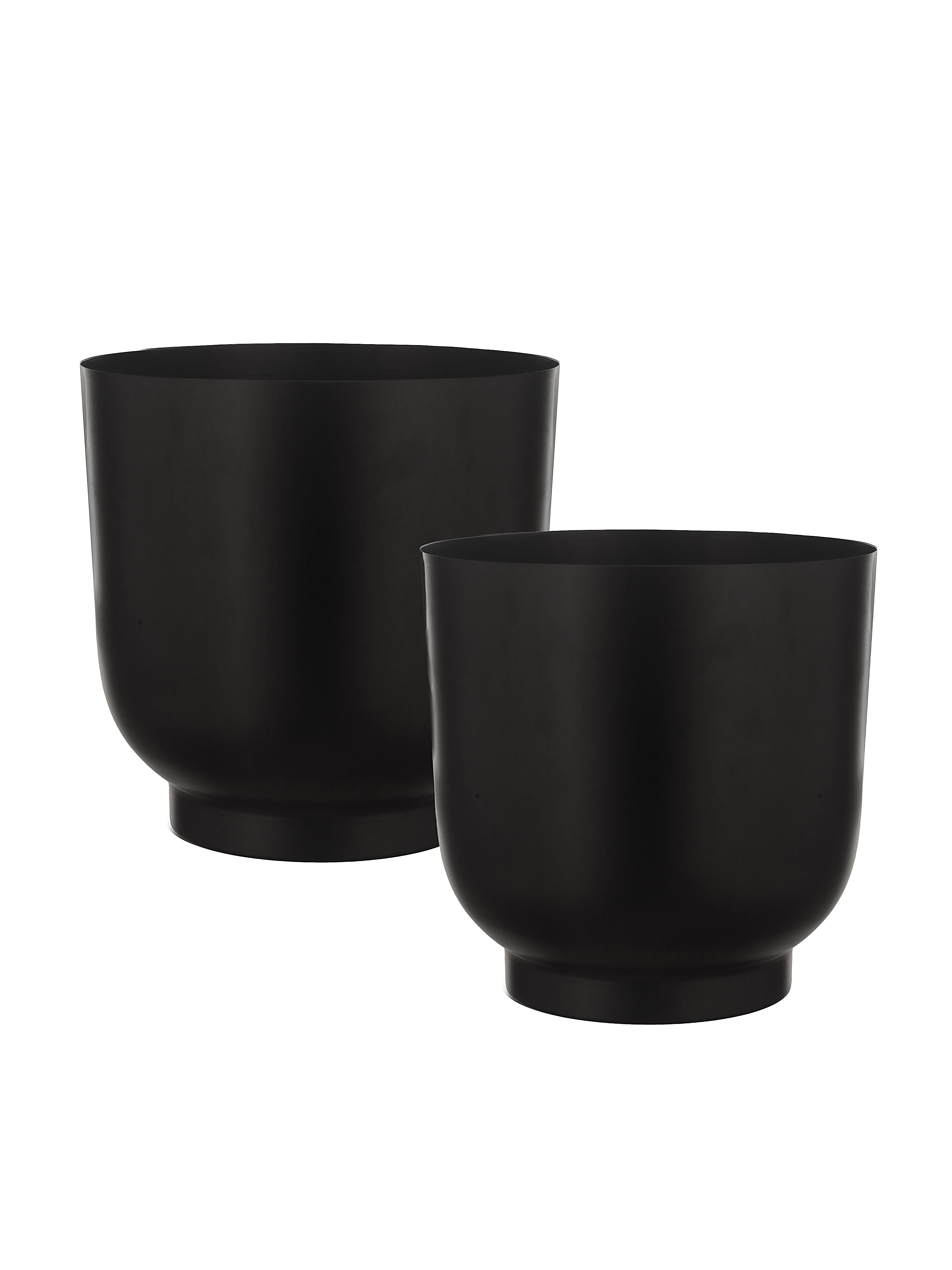 Matte Black Metal Planter Duo