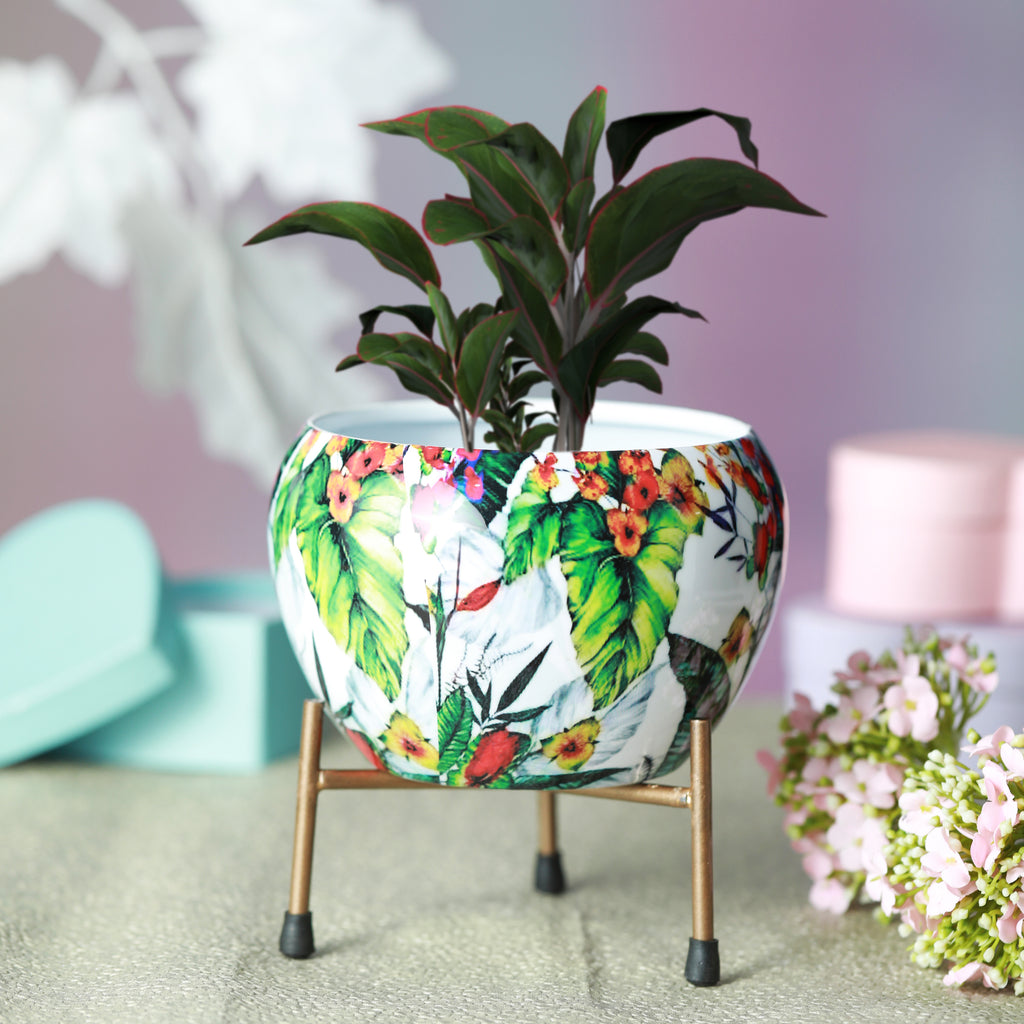 Tropical Tweet Handcrafted Planter With Stand