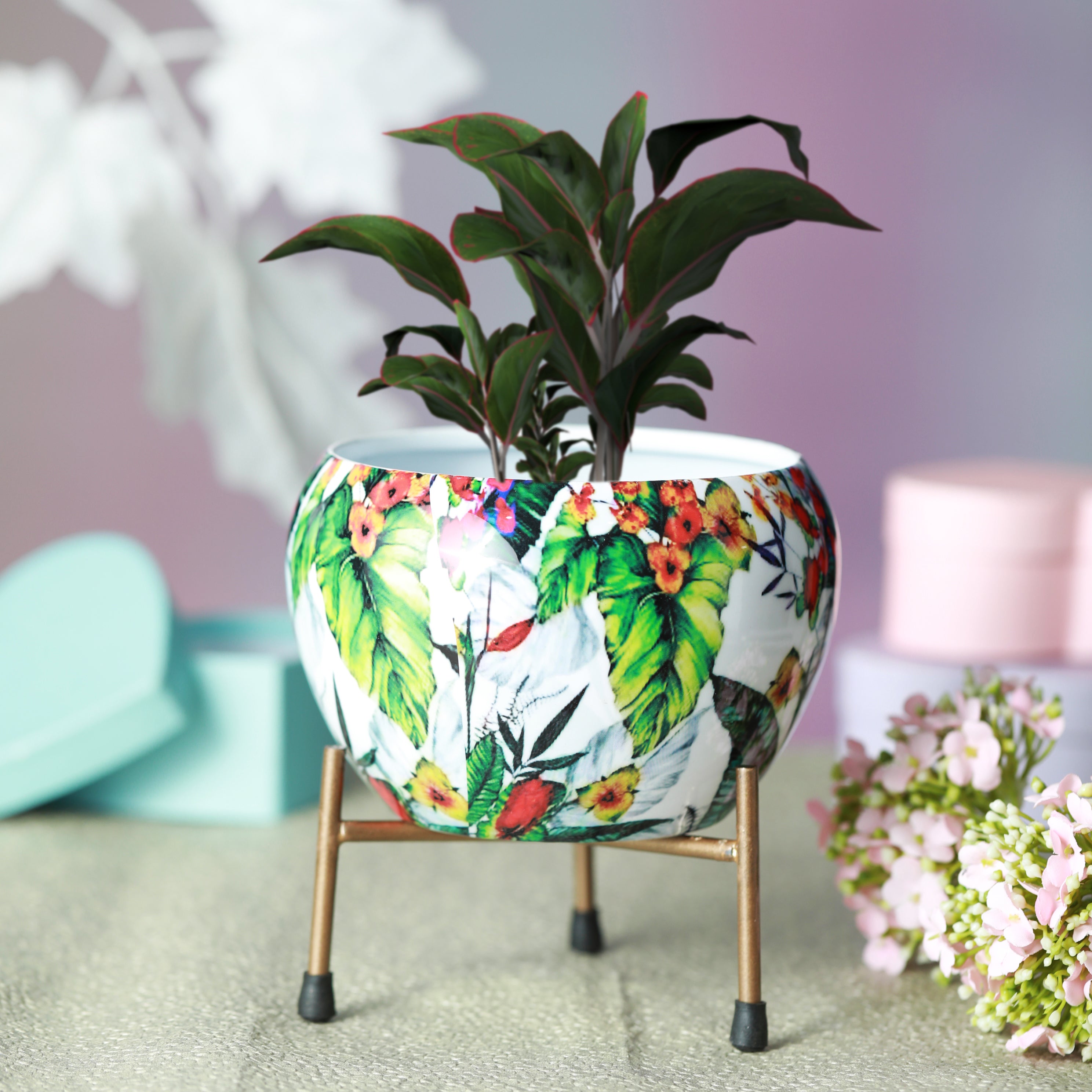 Tropical Tweet Handcrafted Planter With Stand