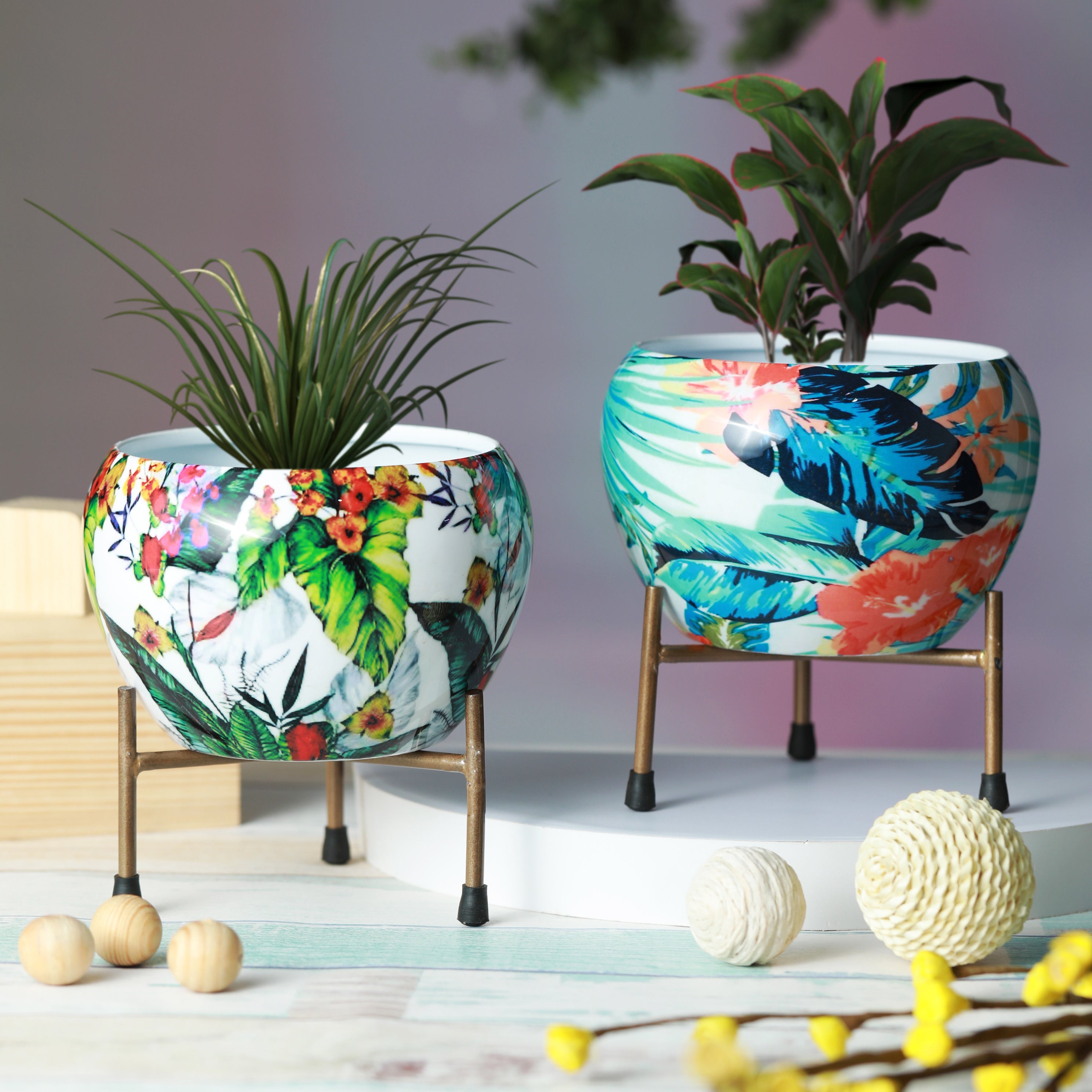 Tropical Tweet Handcrafted Planter With Stand
