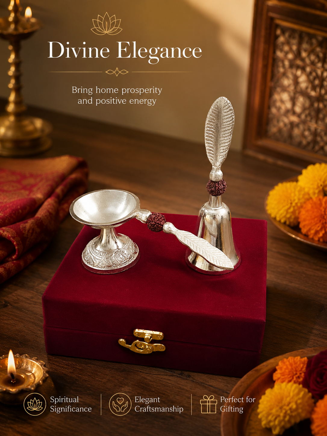 Sacred Aura Bell & Diya Combo