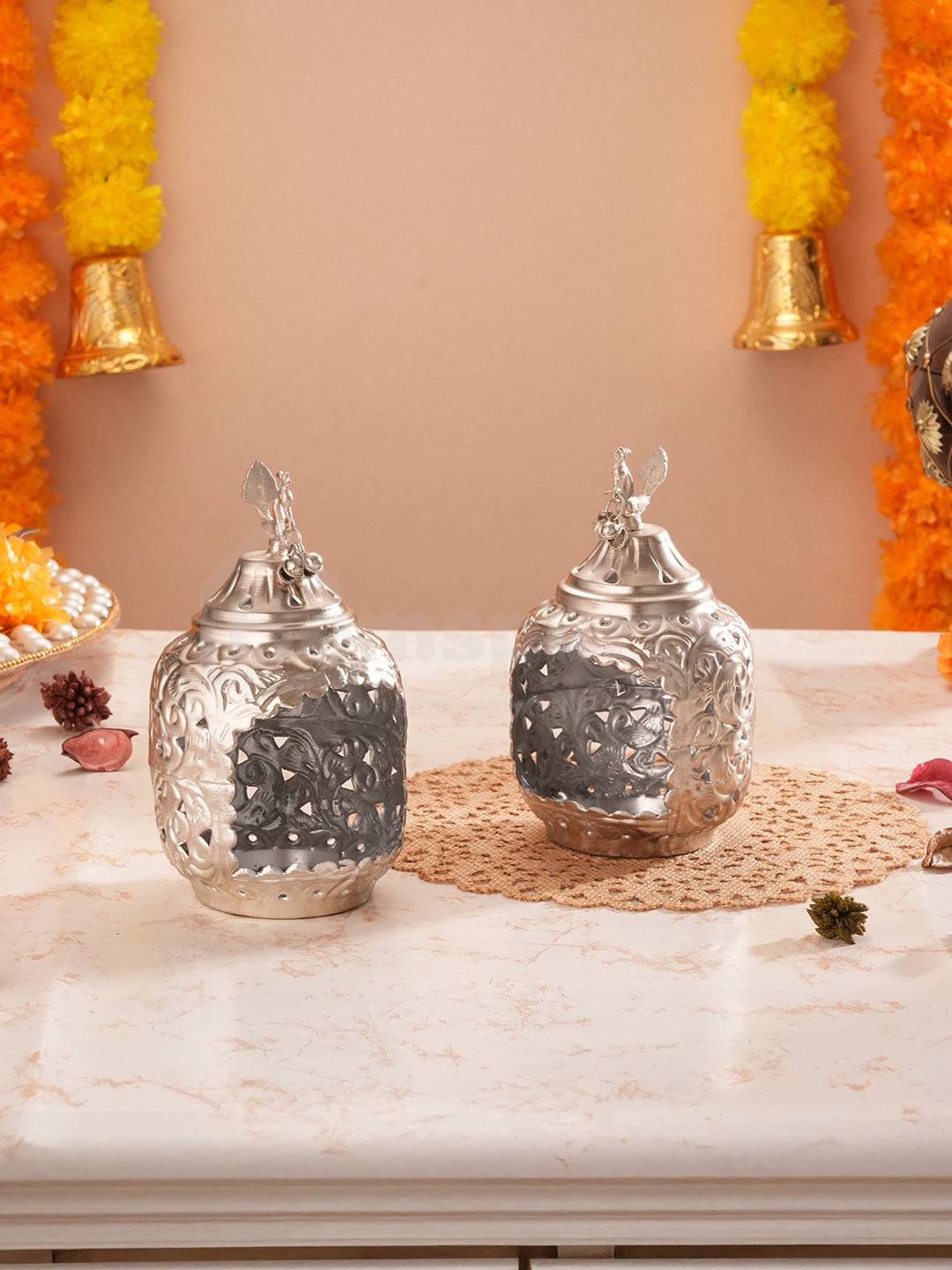 DivineNest Antique Silver Diya