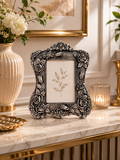 Vintage Floral Silver Finish Photo Frame