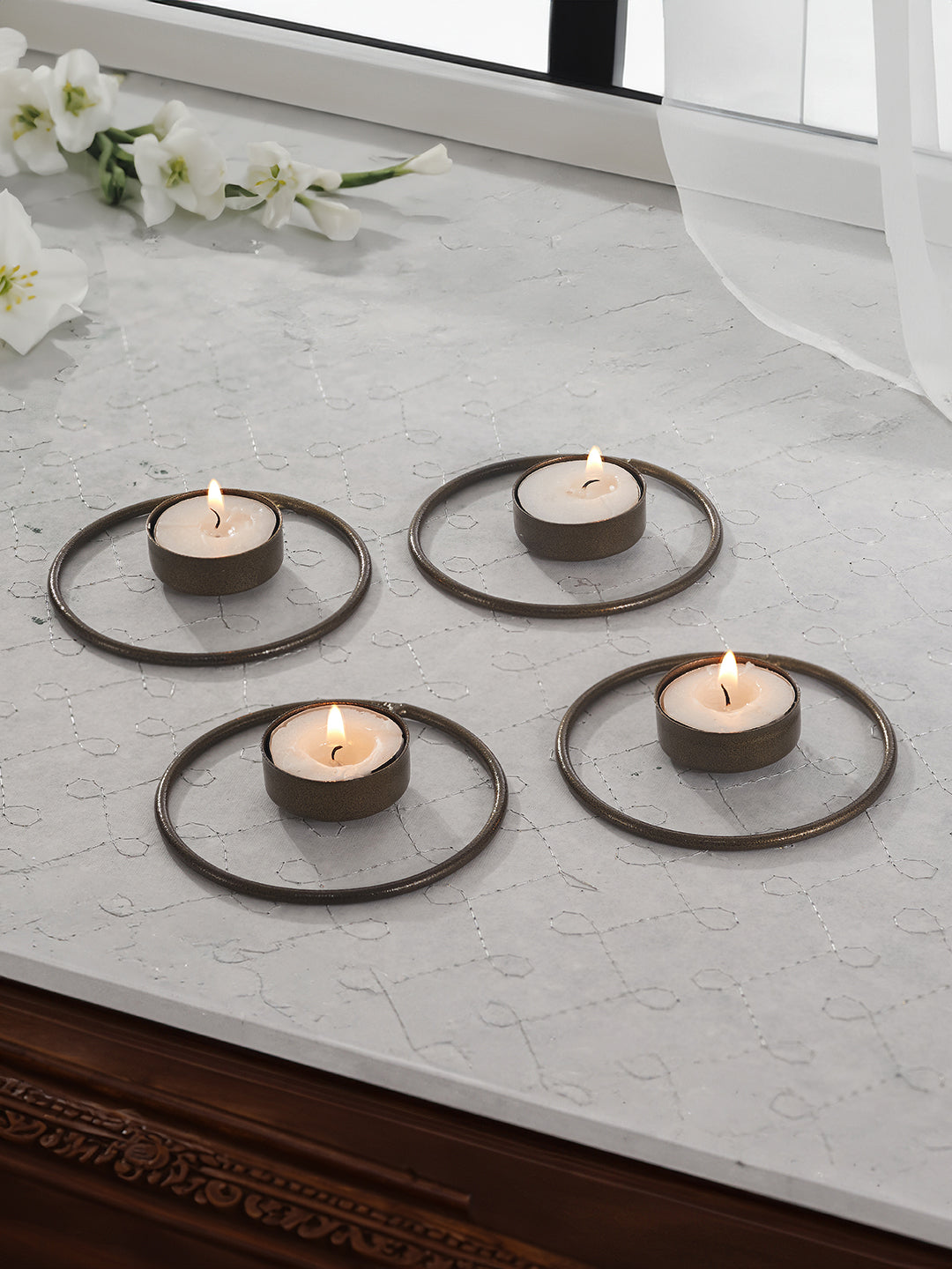 Rustic Radiance Tea Light Candle Holder - Set of 4