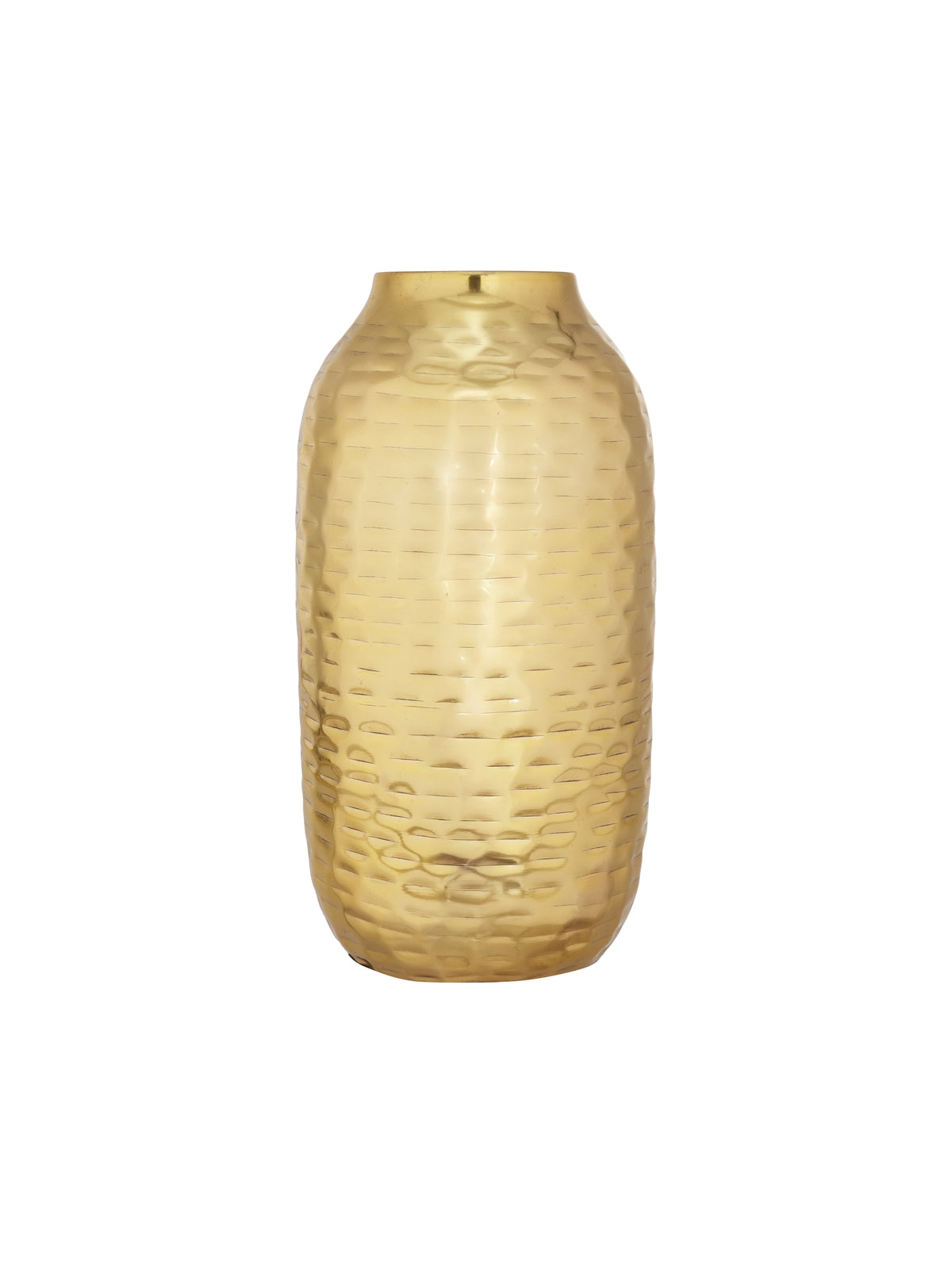 Handcrafted Hammered Gold Metal Flower Vase