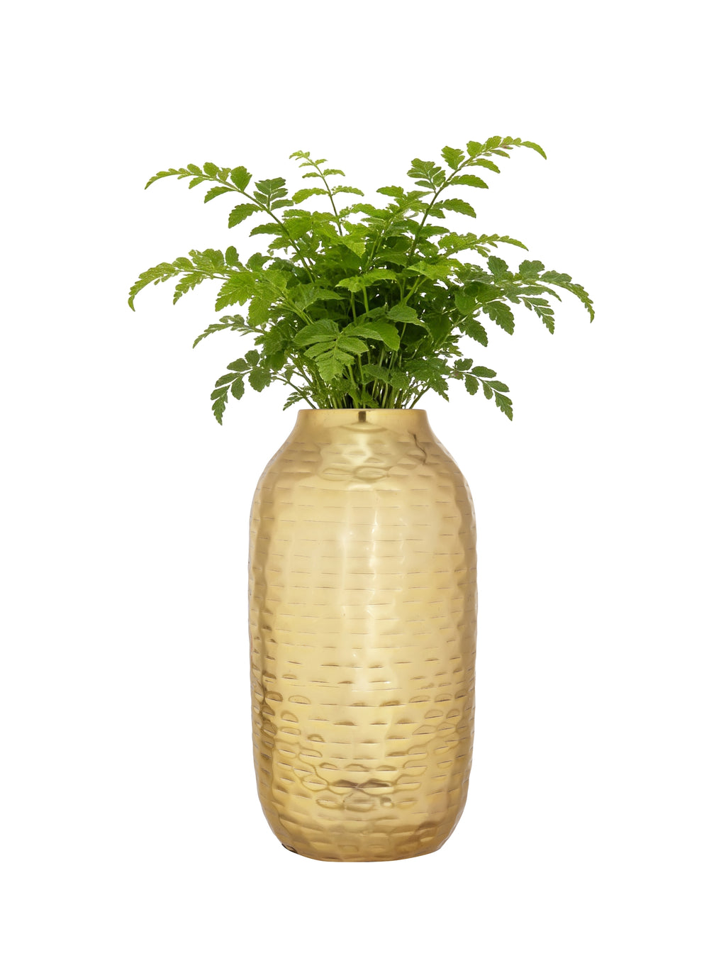 Handcrafted Hammered Gold Metal Flower Vase