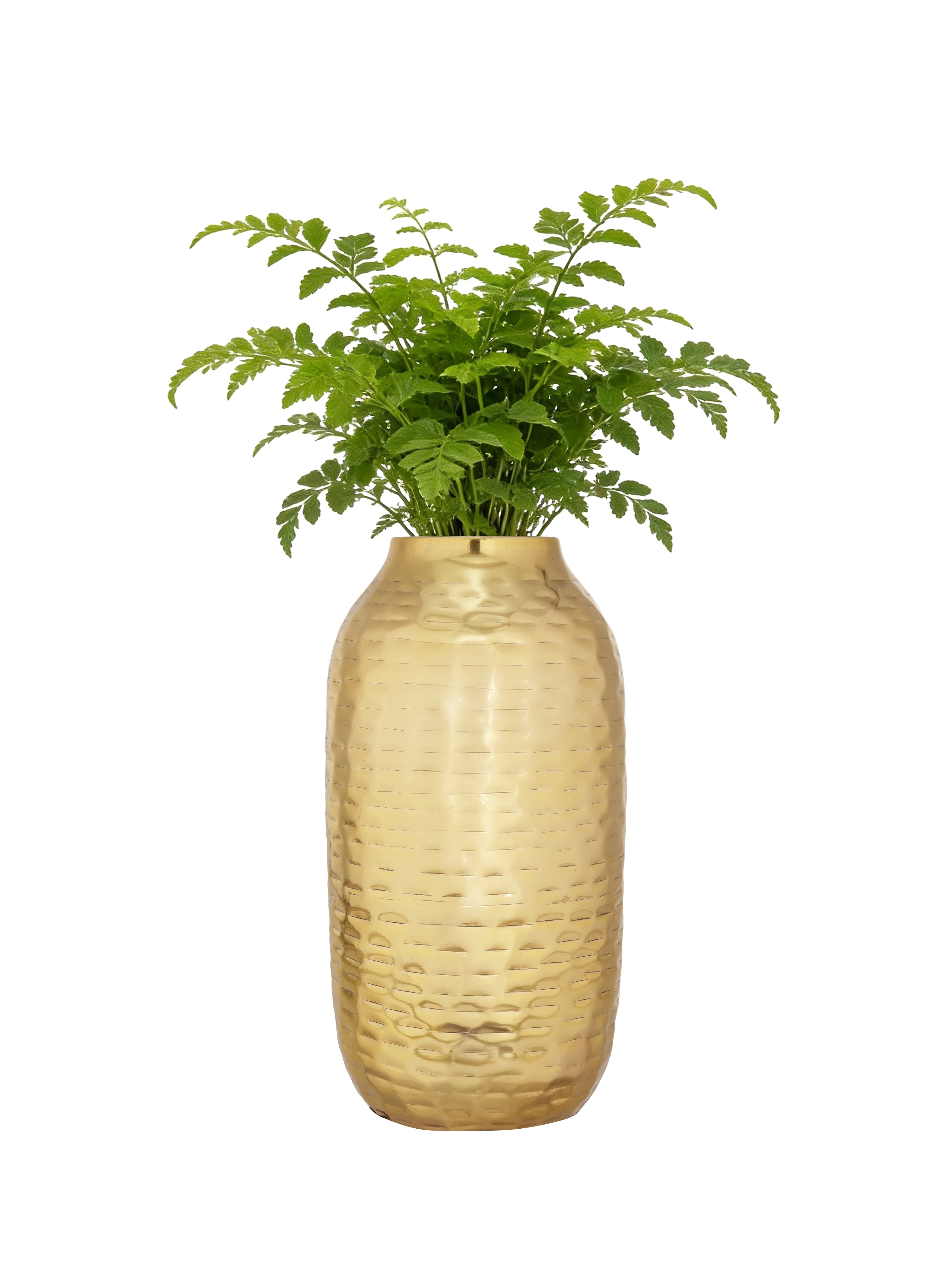 Handcrafted Hammered Gold Metal Flower Vase