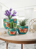 Hibiscus Handcrafted Planter - Set Of Three