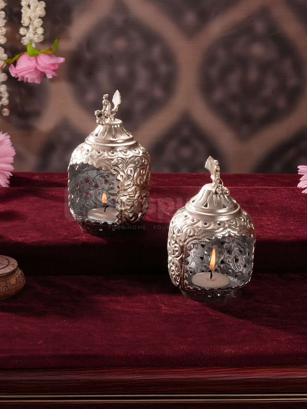 DivineNest Antique Silver Diya