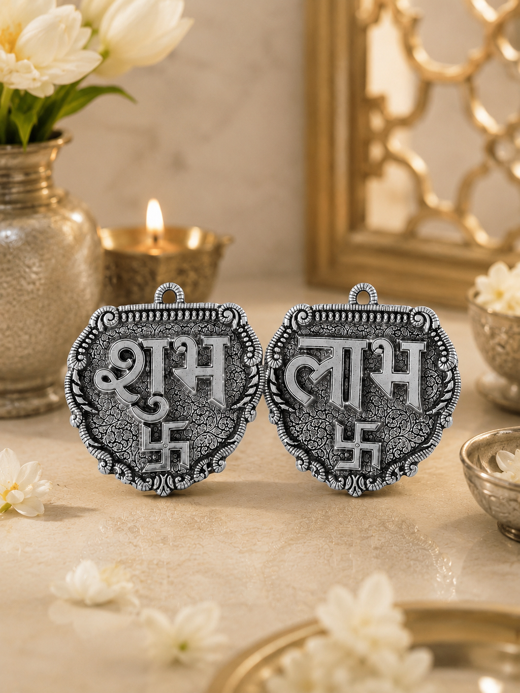 Luxury Antique Finish Shubh Labh Wall Hanging