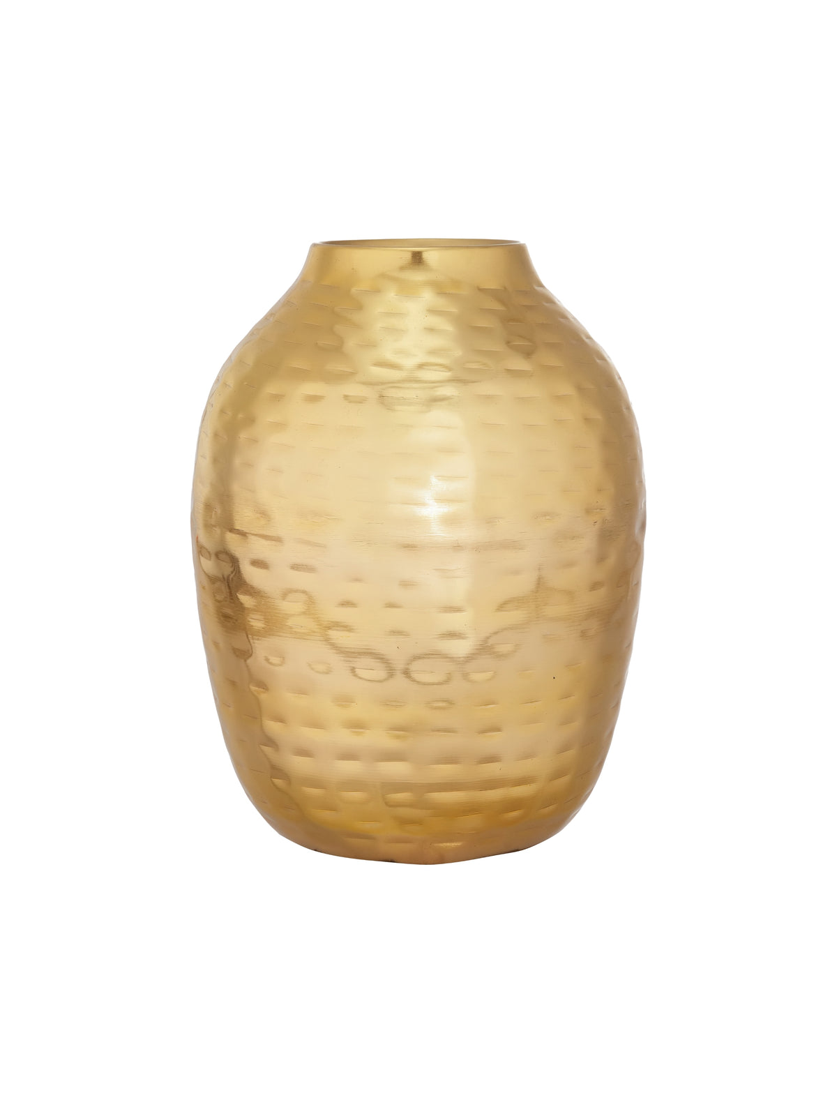 Handcrafted Hammered Gold Metal Flower Vase