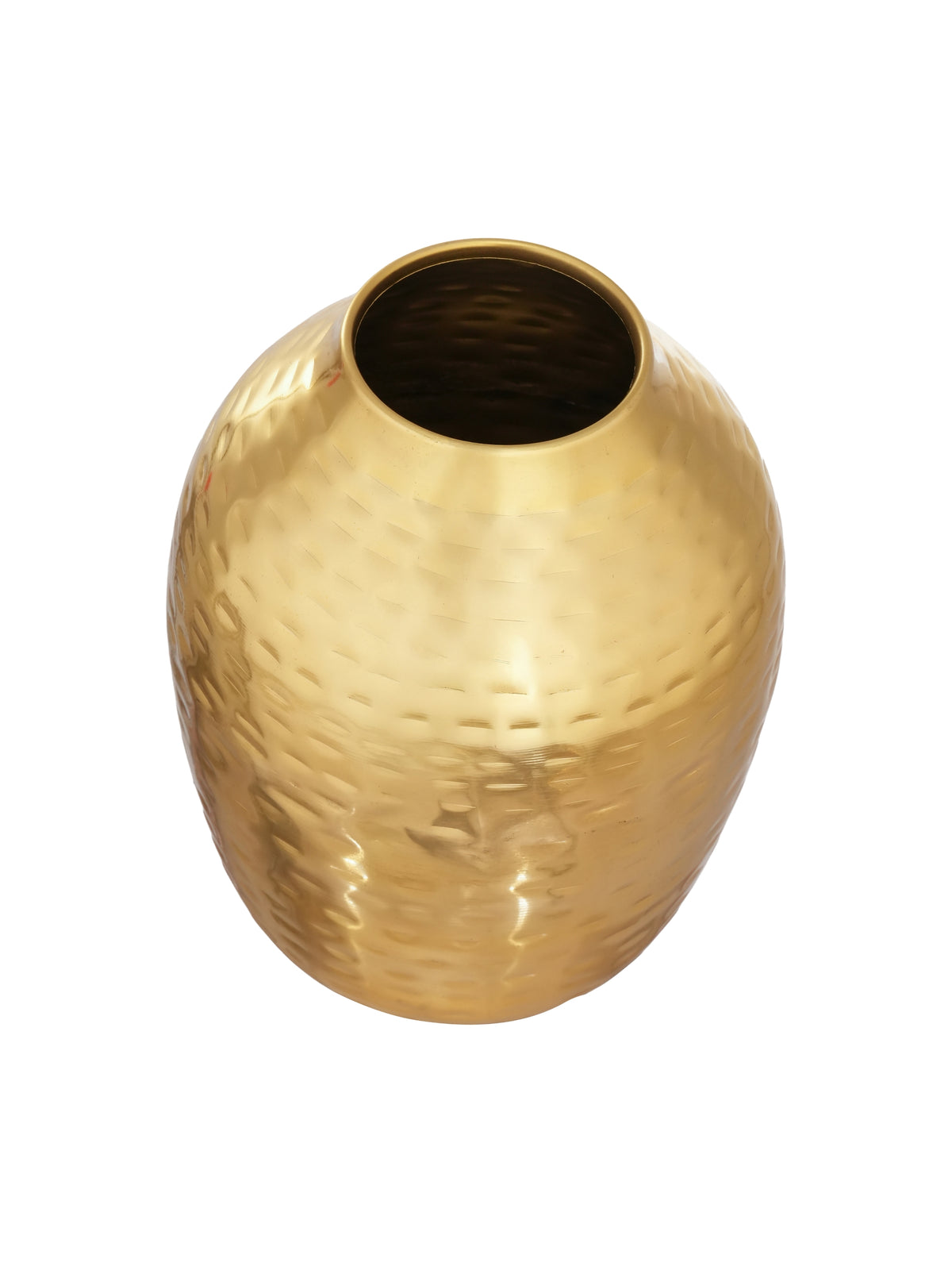 Handcrafted Hammered Gold Metal Flower Vase