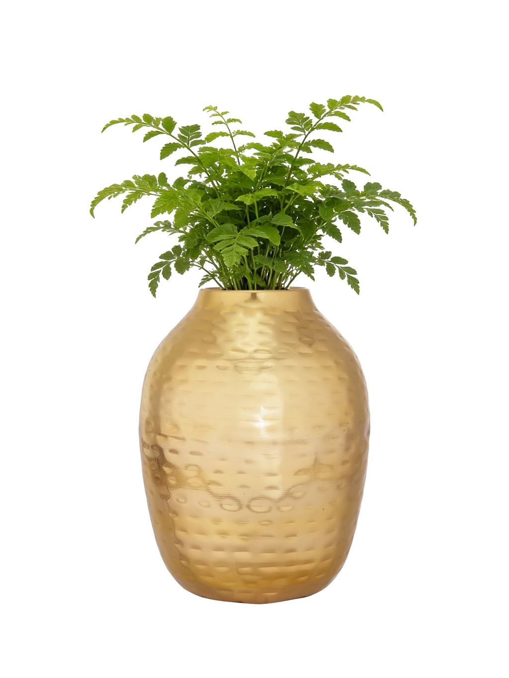 Handcrafted Hammered Gold Metal Flower Vase