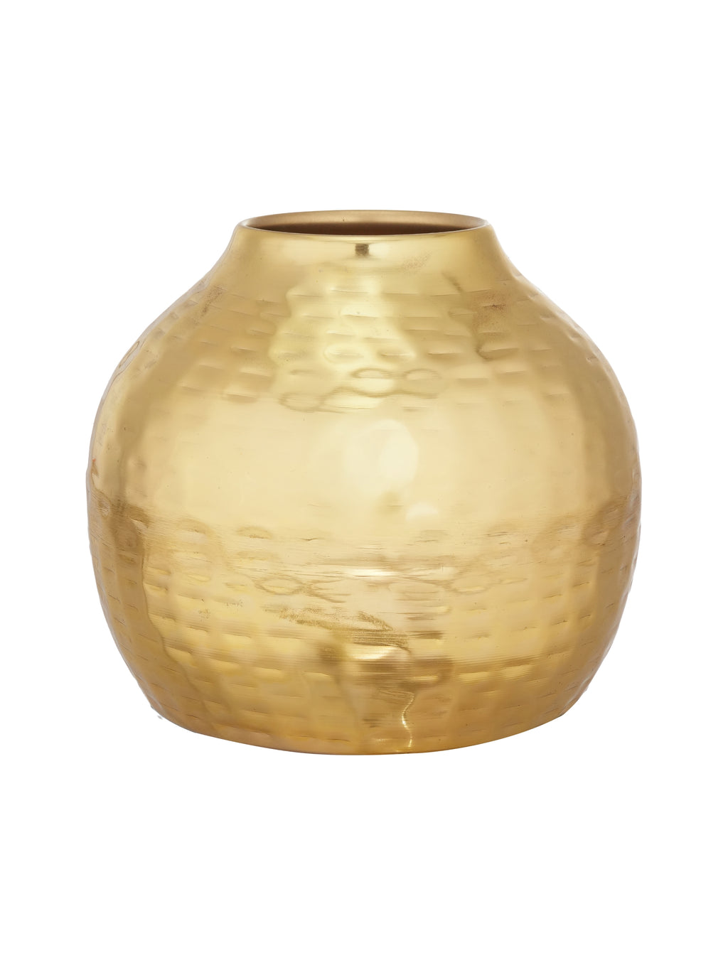 Handcrafted Hammered Gold Metal Flower Vase