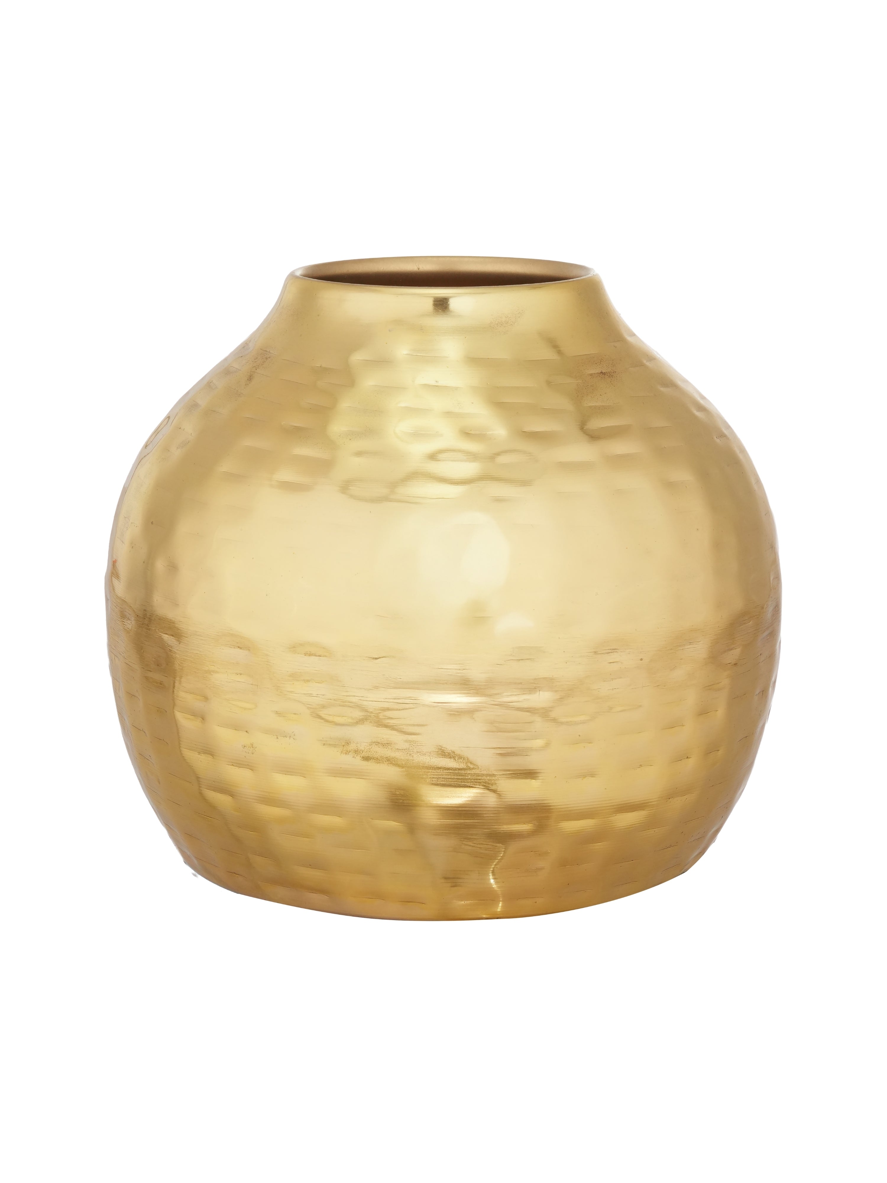 Handcrafted Hammered Gold Metal Flower Vase