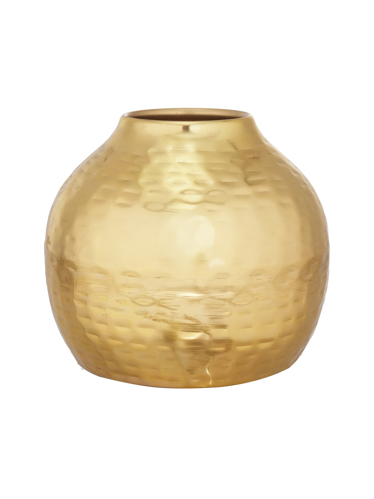 Handcrafted Hammered Gold Metal Flower Vase