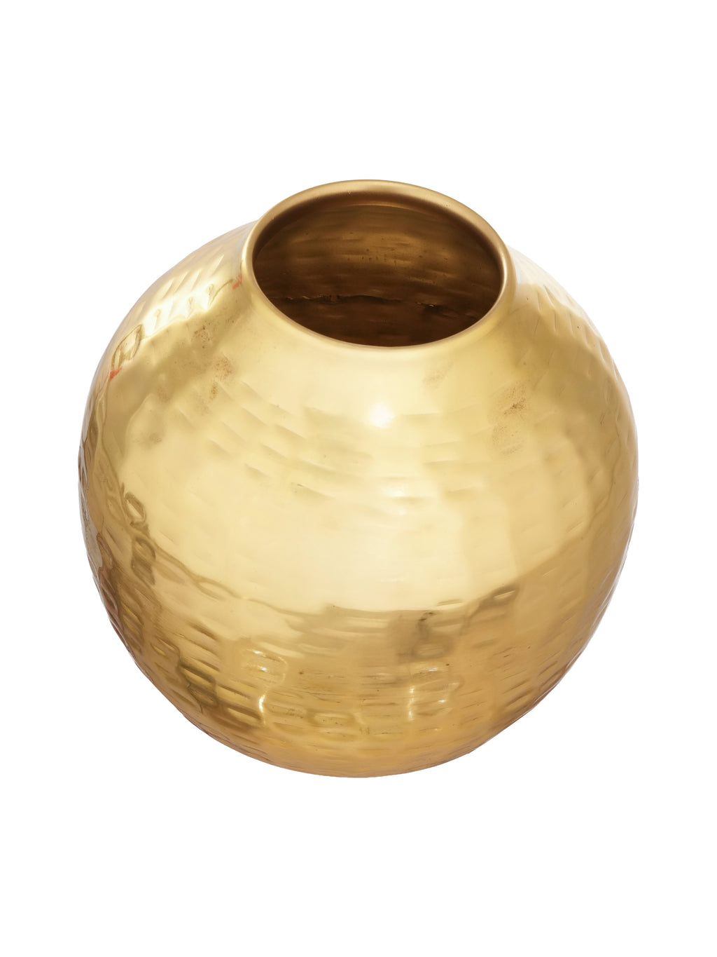 Handcrafted Hammered Gold Metal Flower Vase