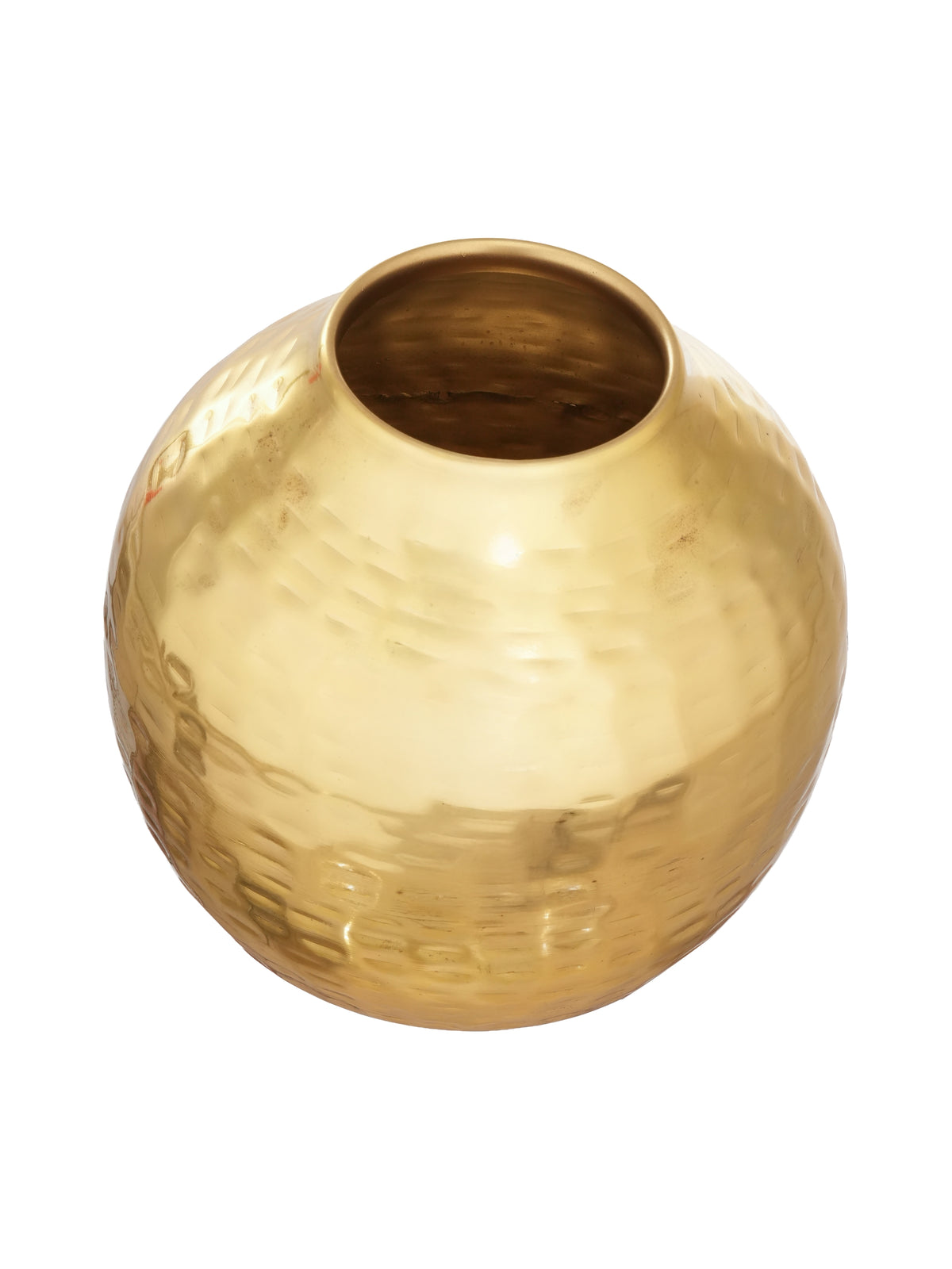 Handcrafted Hammered Gold Metal Flower Vase