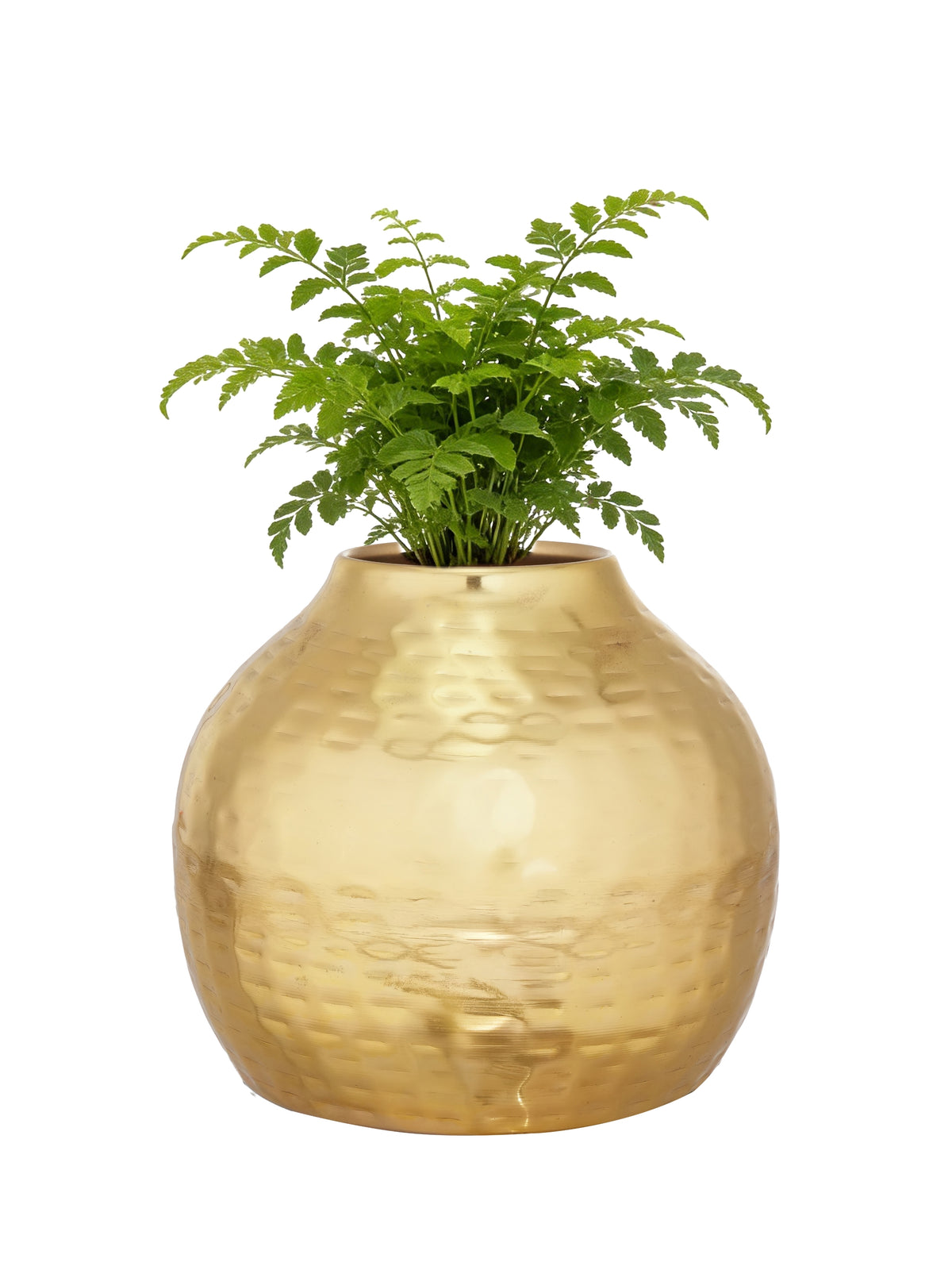 Handcrafted Hammered Gold Metal Flower Vase