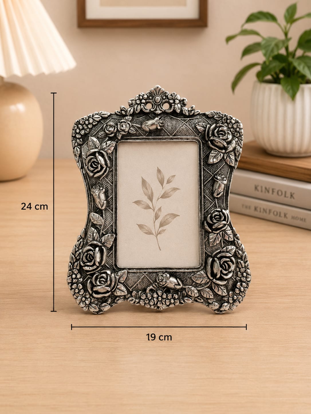 Vintage Floral Silver Finish Photo Frame