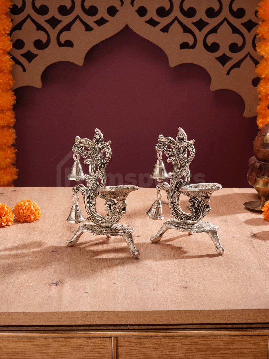 Saanjh Glow German Silver Bell Diya