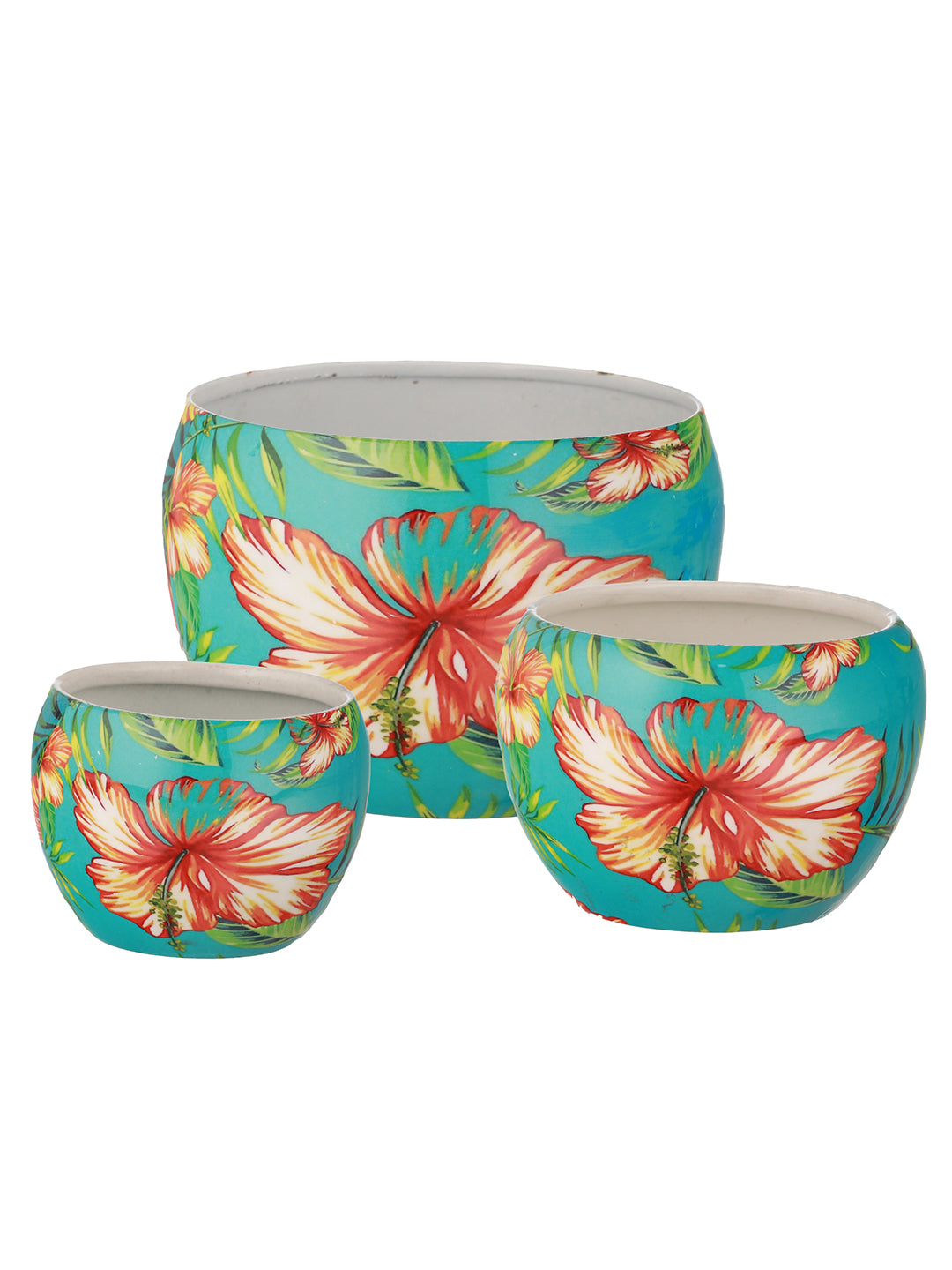 Hibiscus Handcrafted Planter - Set Of Three