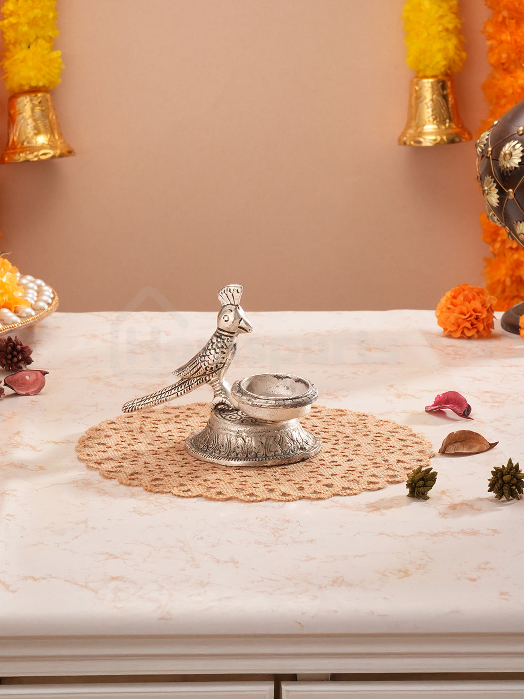 Antique Finish Parrot Tealight Duo