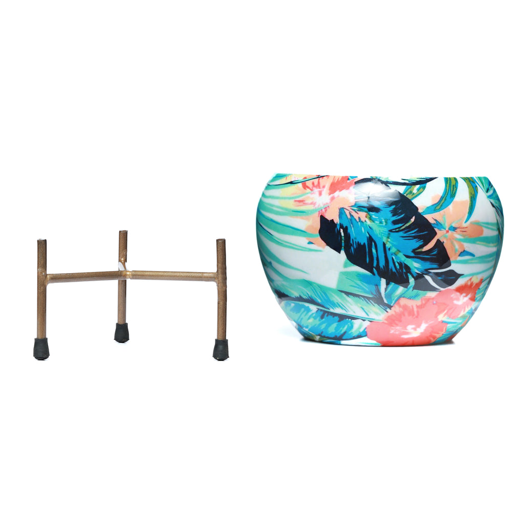 Tropical Tweet Handcrafted Planter With Stand