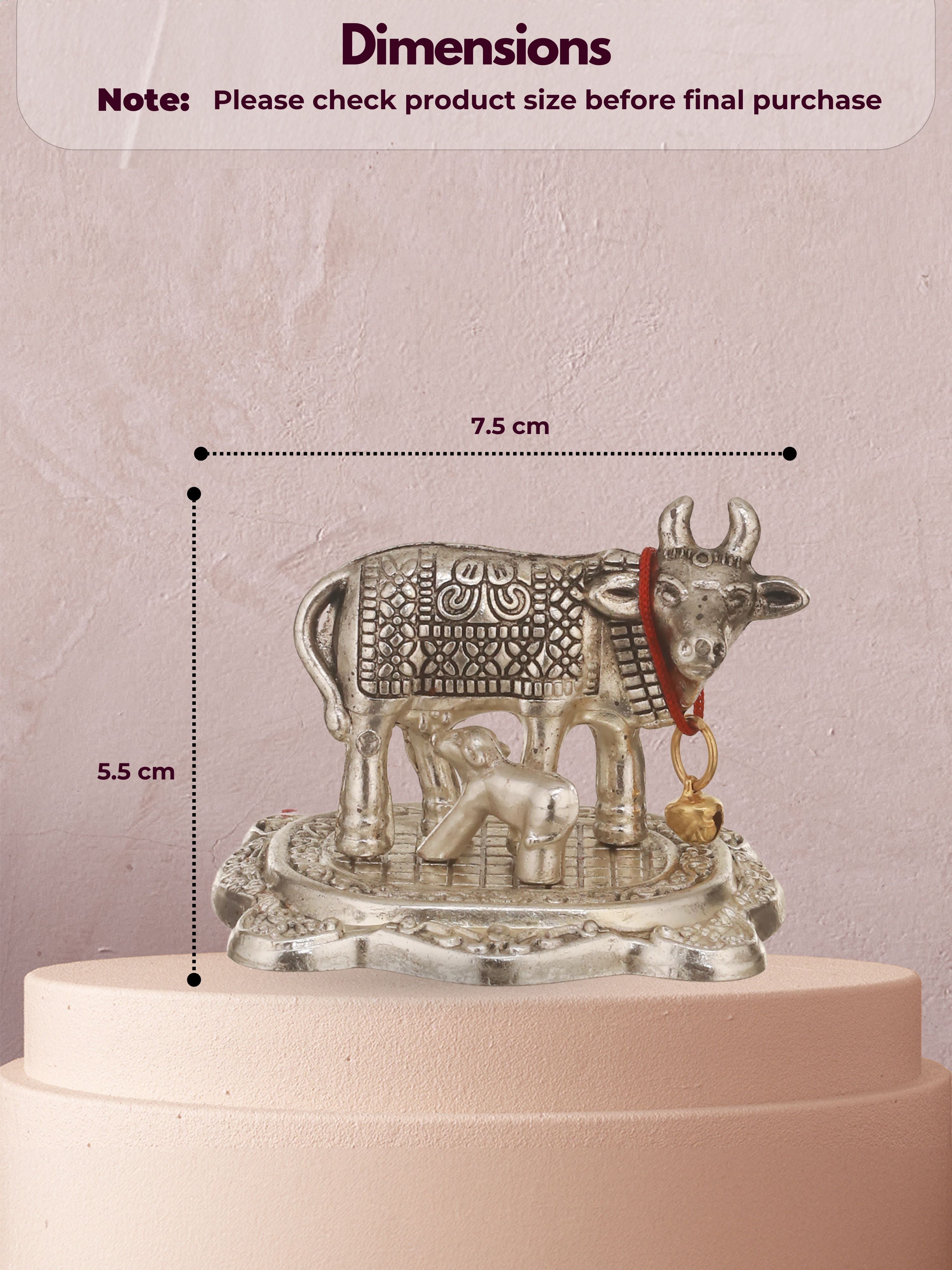German Silver Kamdhenu Cow & Calf