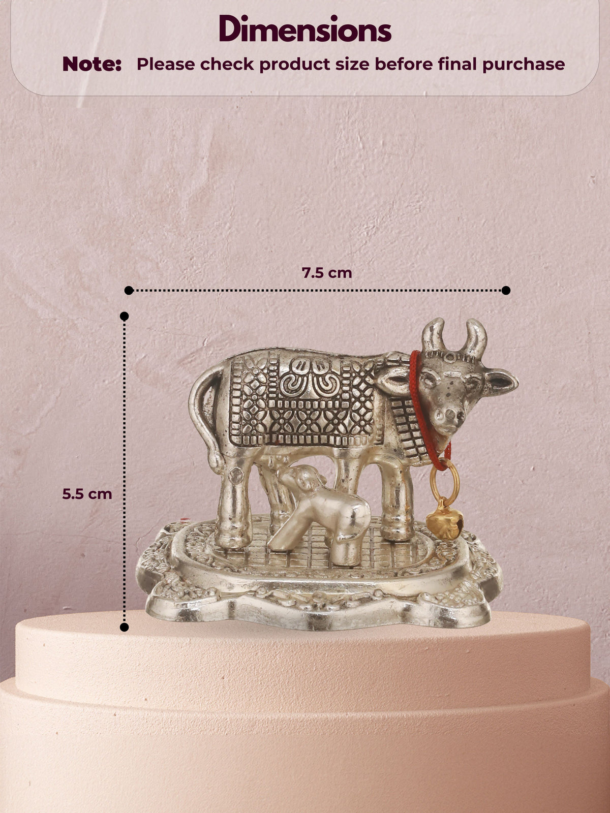 German Silver Kamdhenu Cow & Calf