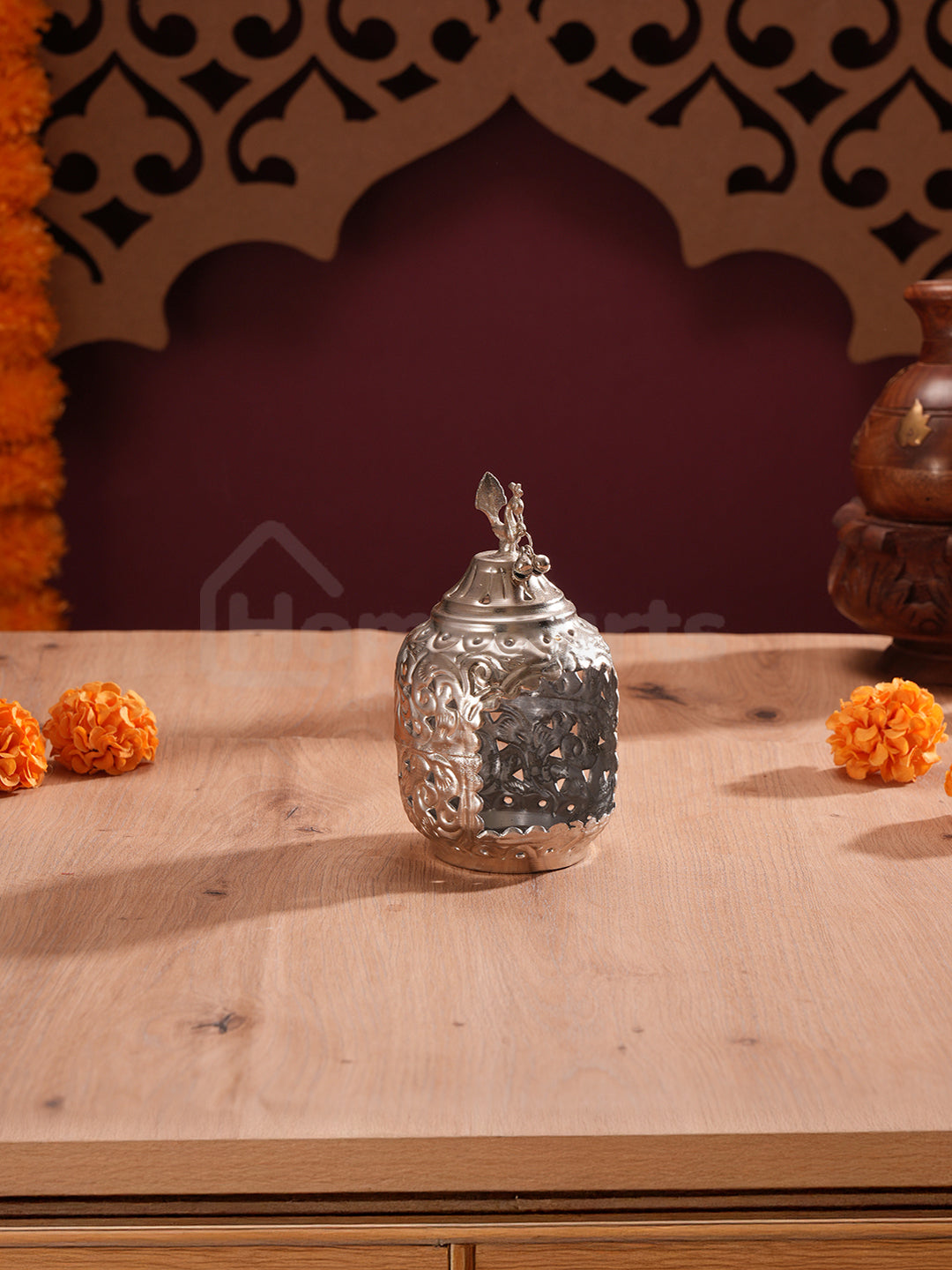 DivineNest Antique Silver Diya