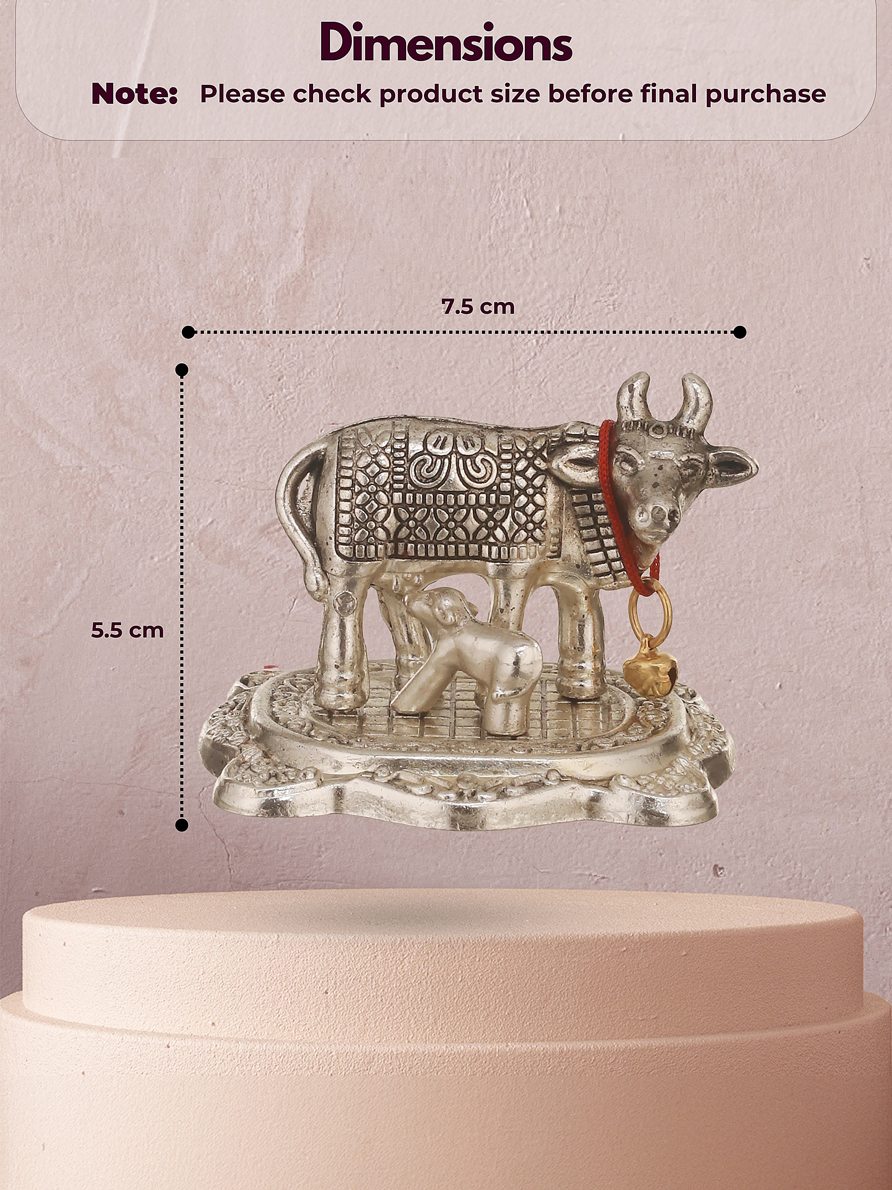 German Silver Kamdhenu Cow & Calf