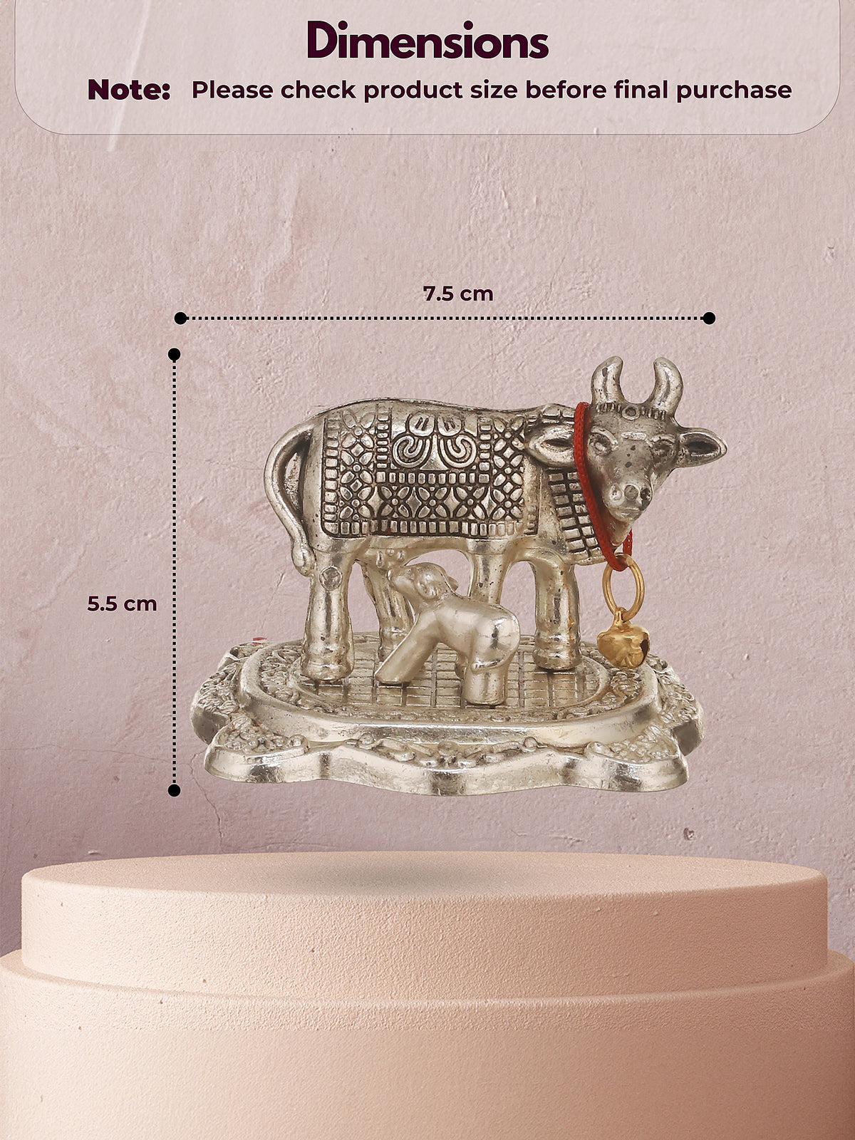 German Silver Kamdhenu Cow & Calf
