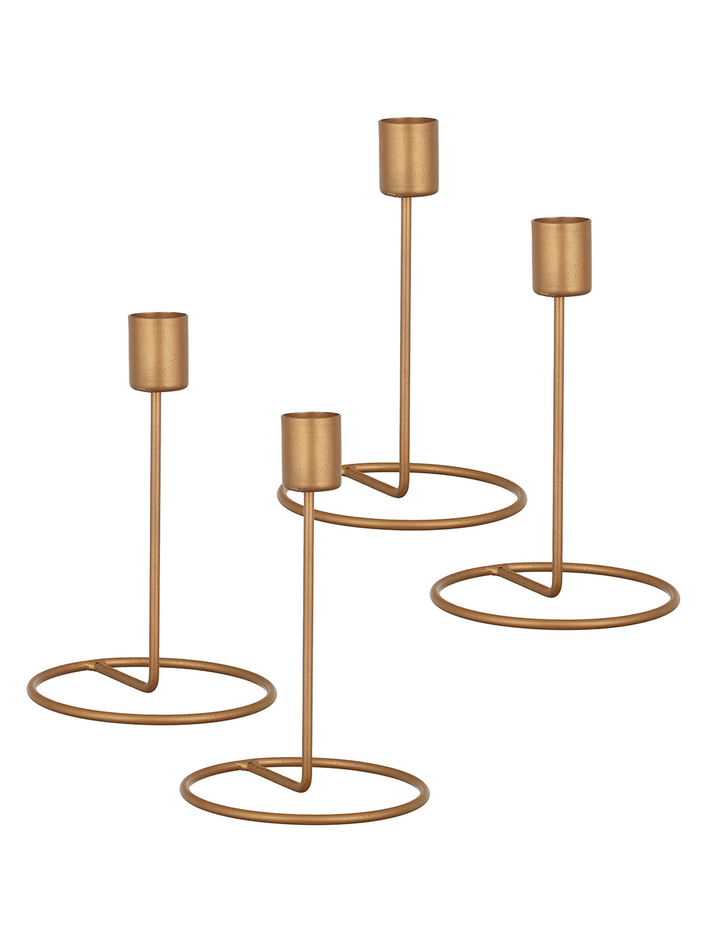 Crafted Gleam Tea Light candle holder-Set of 4, Golden