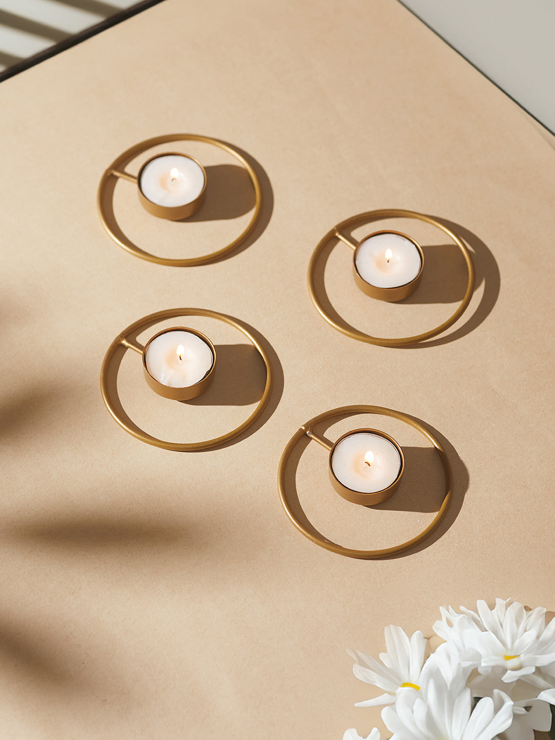 Rustic Radiance Tea Light Candle Holder - Set of 4