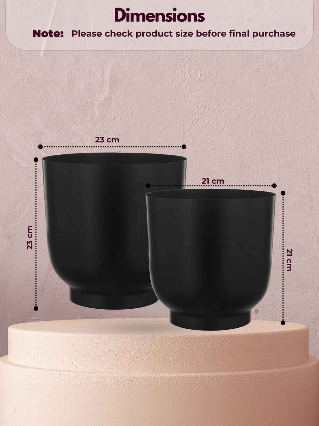 Matte Black Metal Planter Duo
