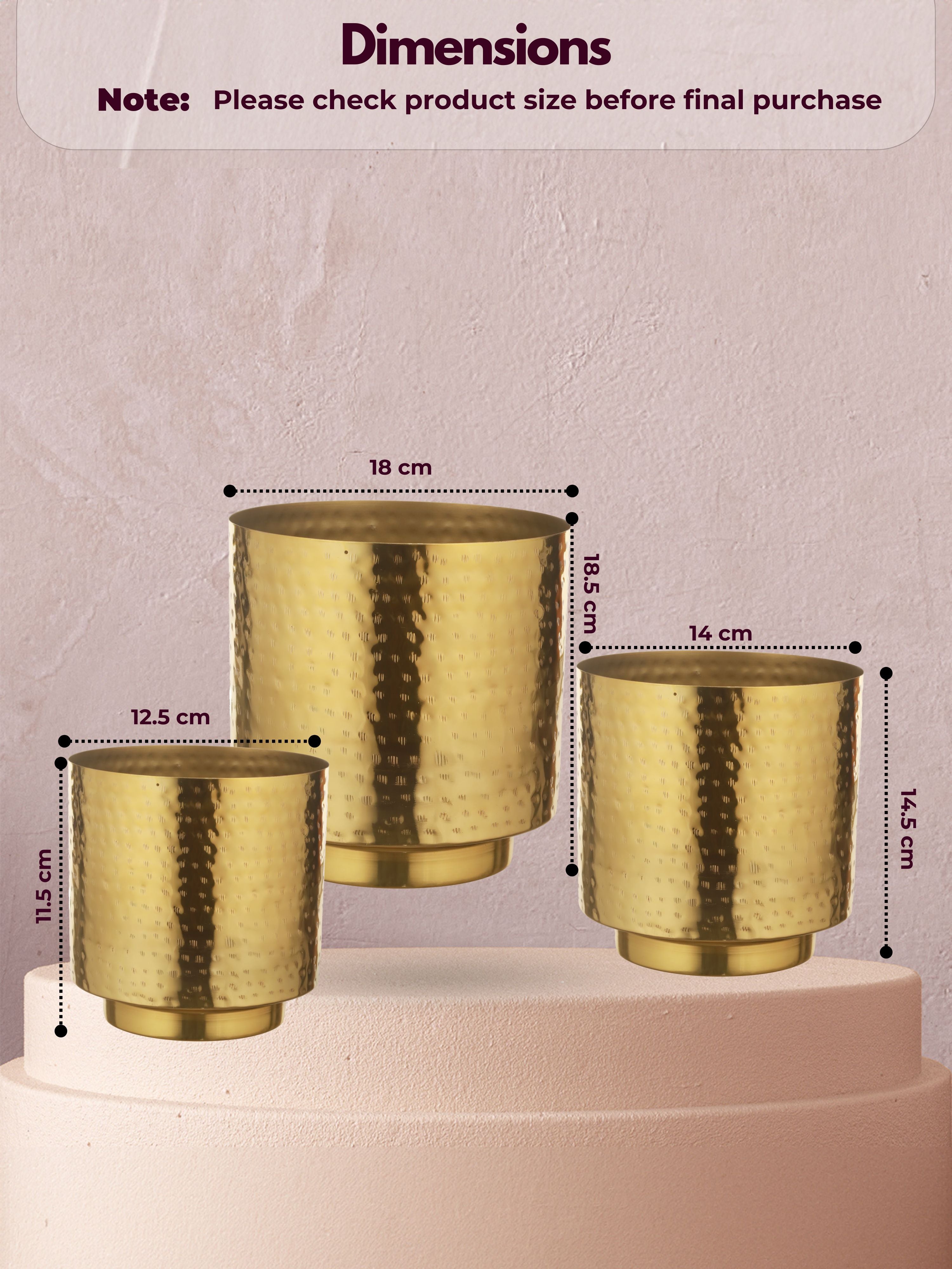 Luxe Gold Metal Planters (Set of 3)