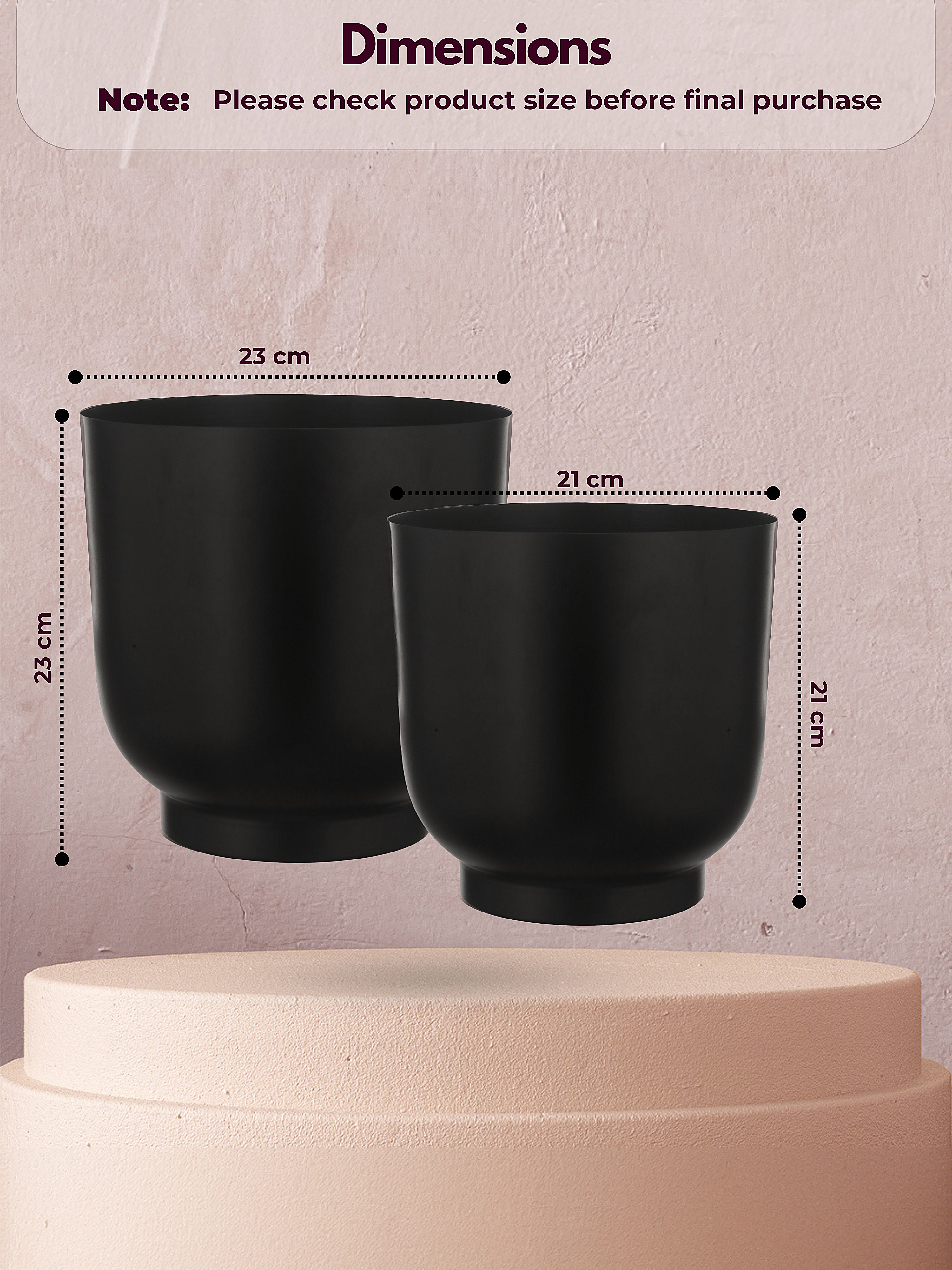Matte Black Metal Planter Duo