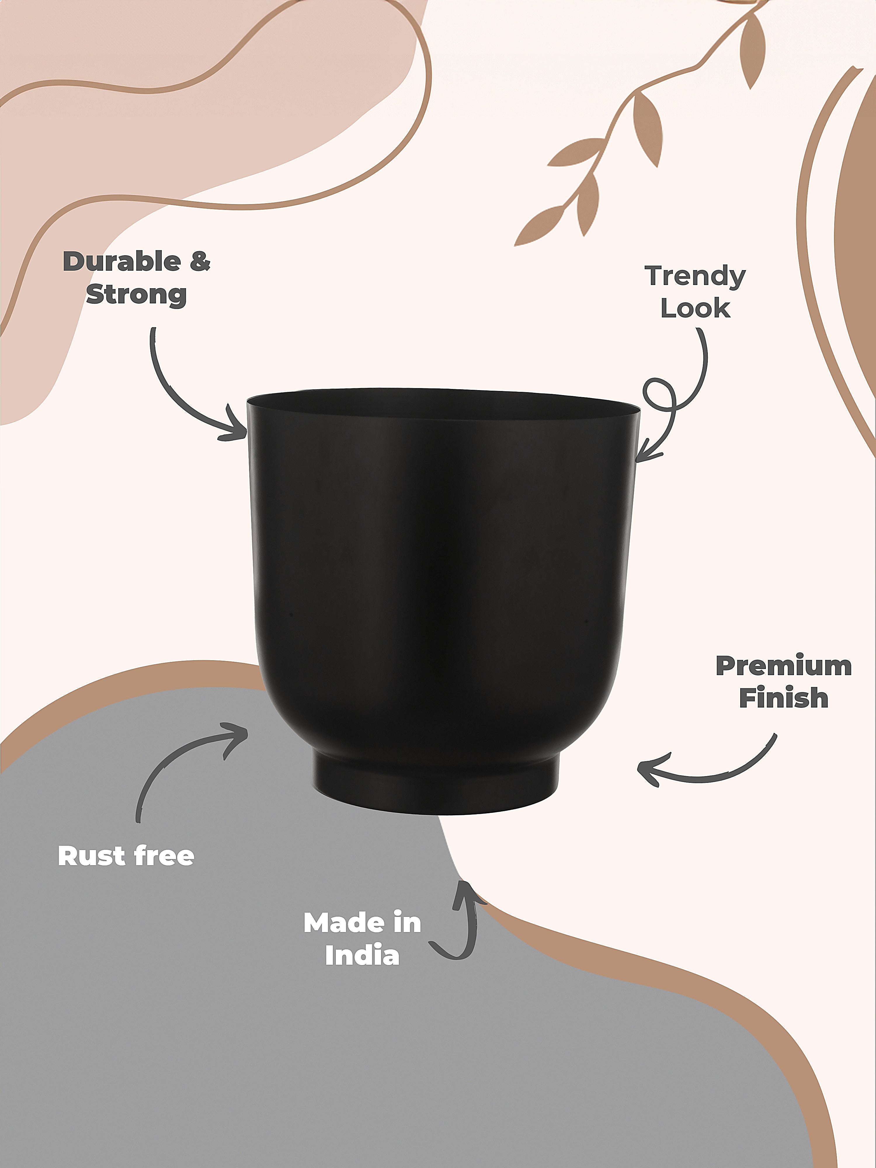 Matte Black Metal Planter Duo